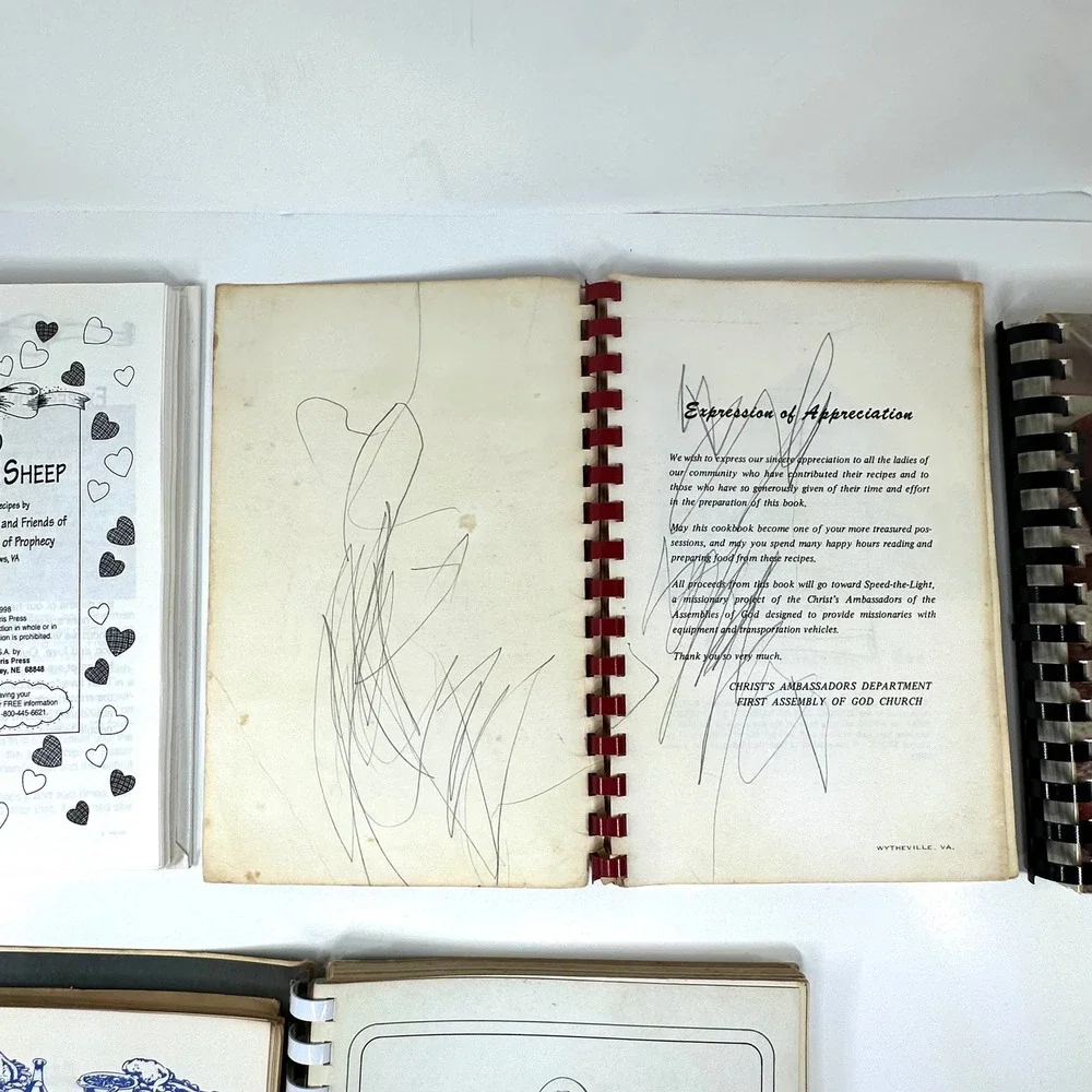 Vintage Community Cookbook Lot 6 Spiral Bound Virginia Beta Club Beta Sigma Phi